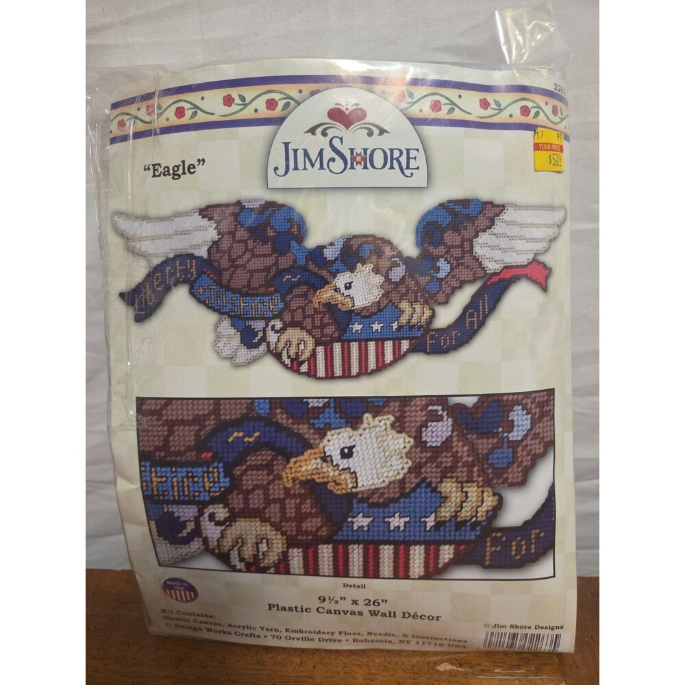 Jim Shore Eagle Needlepoint Plastic Canvas Wall Decor Kit Vintage New NIP